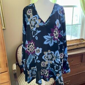 Joe Fresh Black Floral Blouse Size 2X